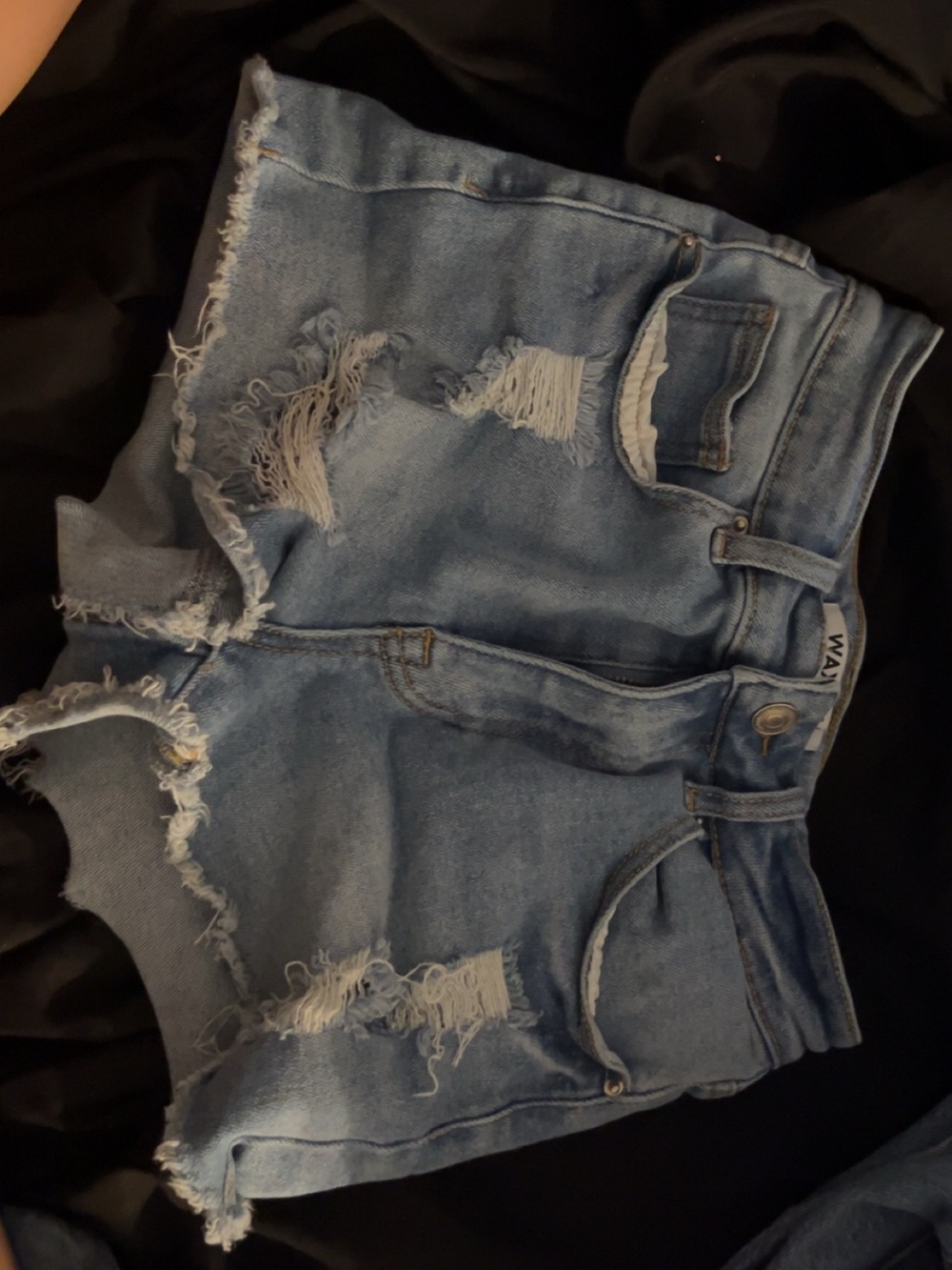 Wax Jean Light Blue Distressed Denim Shorts